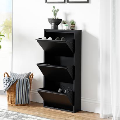 Pantofar metalic Sokndal cu 3 clape, negru, pentru 6 perechi