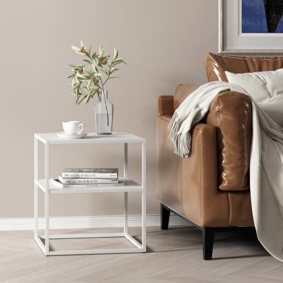 Beistelltisch Raahe mit Ablage Weiß [en.casa]