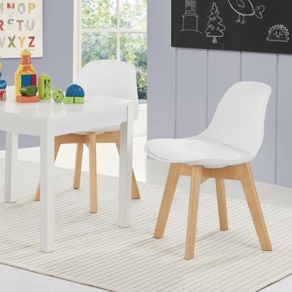 Set 2 scaune pentru copii Elvdal, albe, tapițate, ergonomice