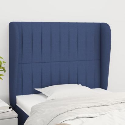 Tăblie de pat cu aripioare, albastru, 83x23x118/128 cm, textil GartenMobel Dekor