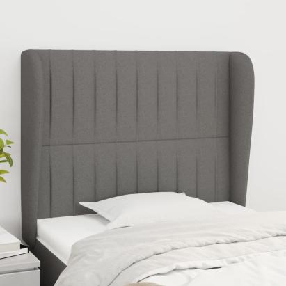 Tăblie de pat cu aripioare gri închis 93x23x118/128 cm textil GartenMobel Dekor