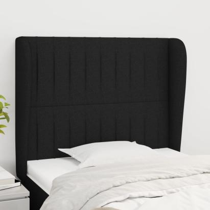 Tăblie de pat cu aripioare, negru, 93x23x118/128 cm, textil GartenMobel Dekor