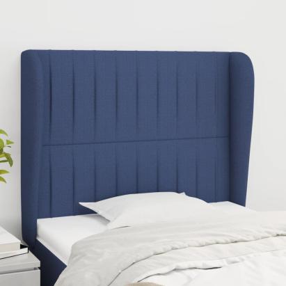 Tăblie de pat cu aripioare, albastru, 93x23x118/128 cm, textil GartenMobel Dekor