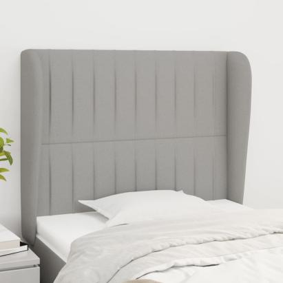 Tăblie de pat cu aripioare gri deschis 103x23x118/128 cm textil GartenMobel Dekor
