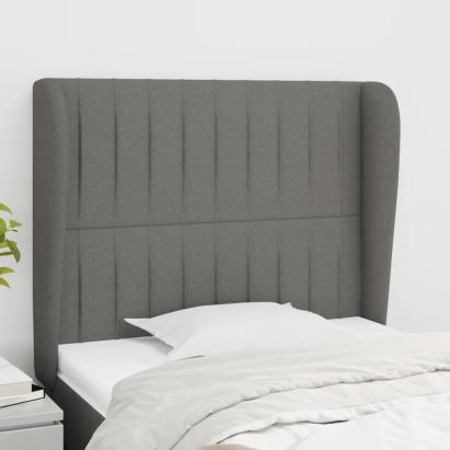Tăblie de pat cu aripioare gri închis 103x23x118/128 cm textil GartenMobel Dekor