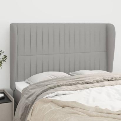 Tăblie de pat cu aripioare gri deschis 147x23x118/128 cm textil GartenMobel Dekor