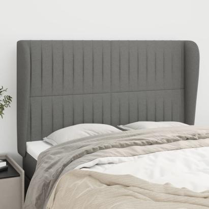 Tăblie de pat cu aripioare gri închis 147x23x118/128 cm textil GartenMobel Dekor