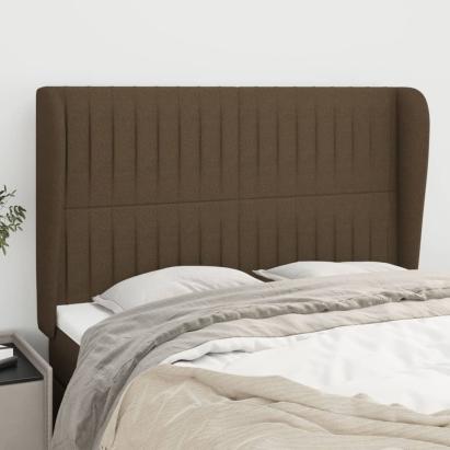Tăblie de pat cu aripioare maro închis 147x23x118/128 cm textil GartenMobel Dekor