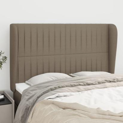 Tăblie de pat cu aripioare gri taupe 147x23x118/128 cm textil GartenMobel Dekor