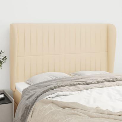 Tăblie de pat cu aripioare, crem, 147x23x118/128 cm, textil GartenMobel Dekor
