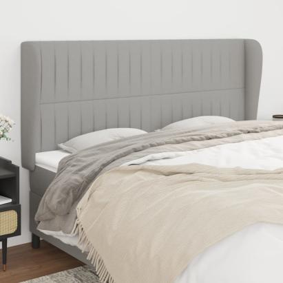 Tăblie de pat cu aripioare gri deschis 203x23x118/128 cm textil GartenMobel Dekor