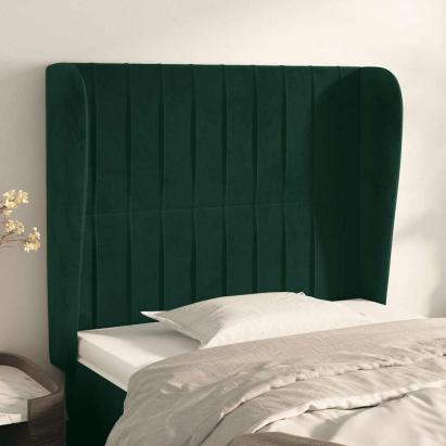 Tăblie pat cu aripioare verde închis 83x23x118/128 cm catifea GartenMobel Dekor