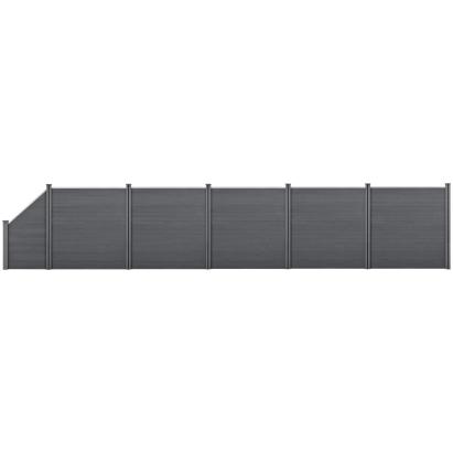 Gard WPC gri pentru gradina cu element oblic 183x973 cm