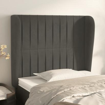 Tăblie de pat cu aripioare gri închis 103x23x118/128 cm catifea GartenMobel Dekor