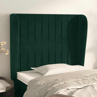 Tăblie pat cu aripioare verde închis 103x23x118/128 cm catifea GartenMobel Dekor