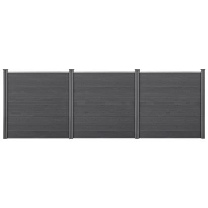 Gard WPC Getafe gri cu stâlpi, protecție vizuală pentru grădină 183x531 cm