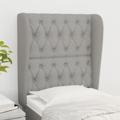 Tăblie de pat cu aripioare gri deschis 83x23x118/128 cm textil GartenMobel Dekor