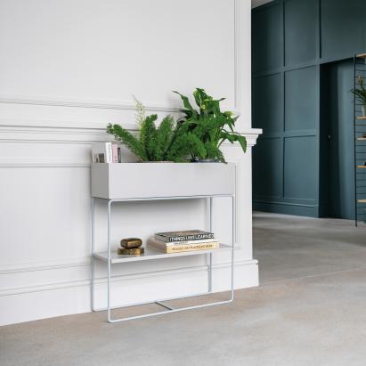 Consolă metalică gri deschis cu poliță detașabilă 71,5x65x24 cm