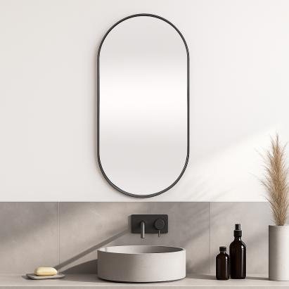 Oglindă de perete Picciano 40x80 cm, negru mat, cadru aluminiu