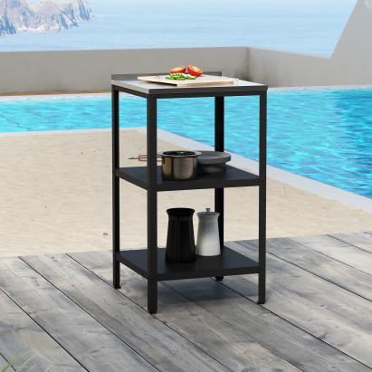 Outdoor Standregal Bolognano 92x50x50 cm Schwarz/Silber [casa.pro]