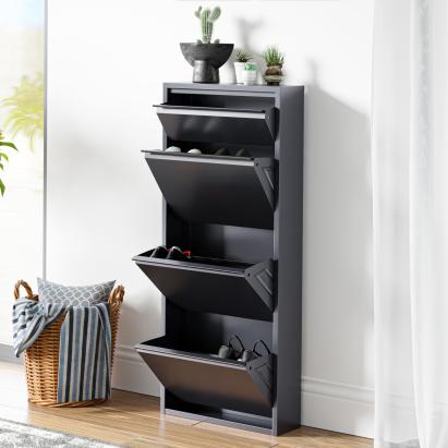 Pantofar metalic Sokndal cu 4 clapete si polita superioara, gri