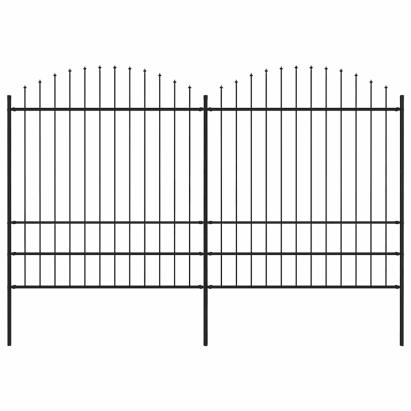 Gard de grădină cu vârf tip suliță din oțel, 359x200 cm, negru GartenMobel Dekor
