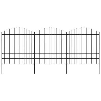 Gard de grădină cu vârf tip suliță din oțel 537x200 cm, negru GartenMobel Dekor
