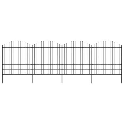 Gard de grădină cu vârf tip suliță din oțel 714,5x200 cm, negru GartenMobel Dekor