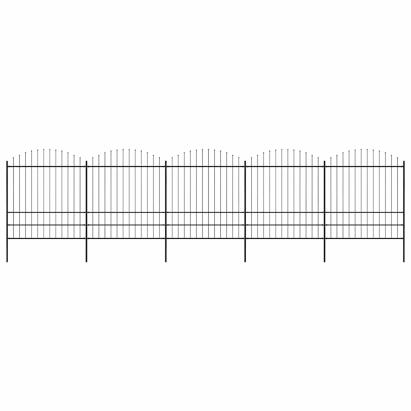Gard de grădină cu vârf tip suliță din oțel 892,5x200 cm, negru GartenMobel Dekor