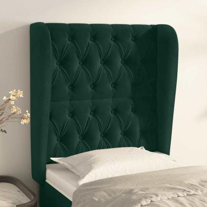 Tăblie pat cu aripioare verde închis 83x23x118/128 cm catifea GartenMobel Dekor