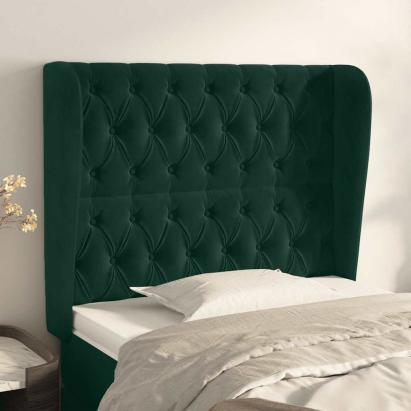 Tăblie pat cu aripioare verde închis 93x23x118/128 cm catifea GartenMobel Dekor