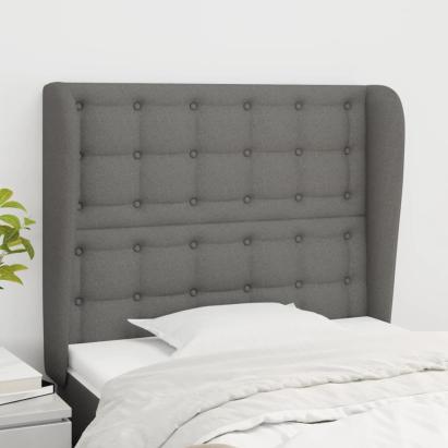 Tăblie de pat cu aripioare gri închis 83x23x118/128 cm textil GartenMobel Dekor