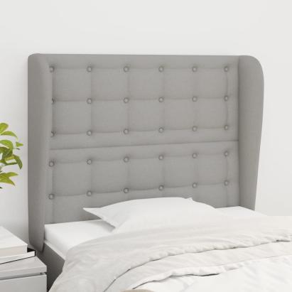 Tăblie de pat cu aripioare gri deschis 93x23x118/128 cm textil GartenMobel Dekor