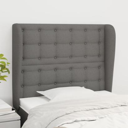 Tăblie de pat cu aripioare gri închis 93x23x118/128 cm textil GartenMobel Dekor