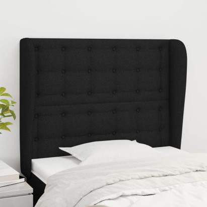 Tăblie de pat cu aripioare, negru, 93x23x118/128 cm, textil GartenMobel Dekor