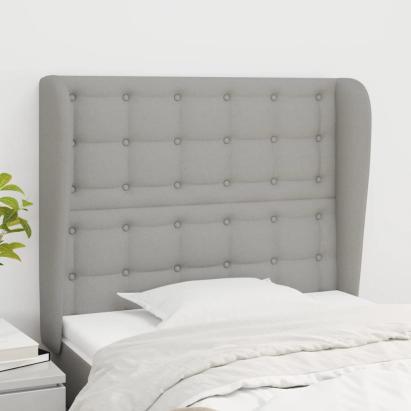 Tăblie de pat cu aripioare gri deschis 103x23x118/128 cm textil GartenMobel Dekor