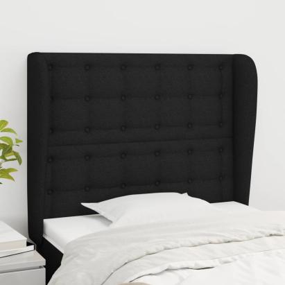 Tăblie de pat cu aripioare, negru, 103x23x118/128 cm, textil GartenMobel Dekor