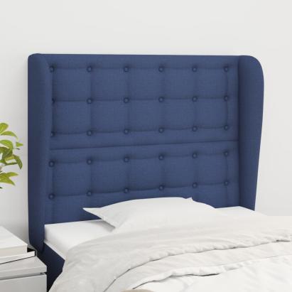 Tăblie de pat cu aripioare, albastru, 103x23x118/128 cm, textil GartenMobel Dekor