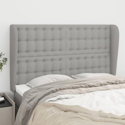 Tăblie de pat cu aripioare gri deschis 147x23x118/128 cm textil GartenMobel Dekor