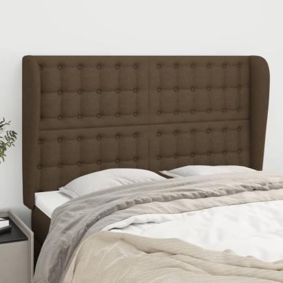 Tăblie de pat cu aripioare maro închis 147x23x118/128 cm textil GartenMobel Dekor