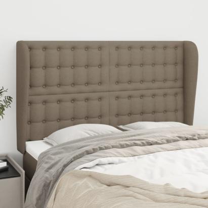 Tăblie de pat cu aripioare gri taupe 147x23x118/128 cm textil GartenMobel Dekor