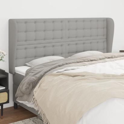 Tăblie de pat cu aripioare gri deschis 203x23x118/128 cm textil GartenMobel Dekor