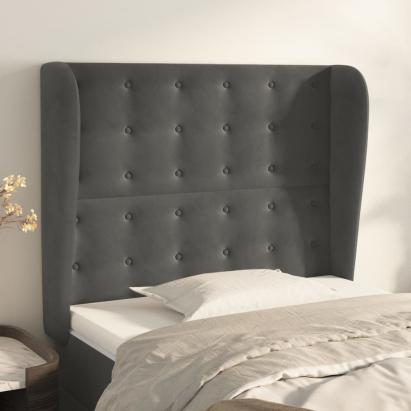 Tăblie de pat cu aripioare gri închis 83x23x118/128 cm catifea GartenMobel Dekor