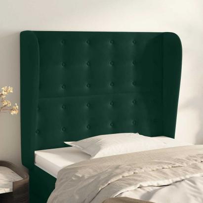 Tăblie pat cu aripioare verde închis 93x23x118/128 cm catifea GartenMobel Dekor