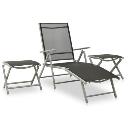 Set mobilier de grădină, 3 piese, argintiu, textilenă&aluminiu GartenMobel Dekor