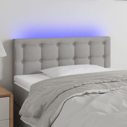 Tăblie de pat cu LED, gri deschis, 90x5x78/88 cm, textil GartenMobel Dekor