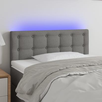 Tăblie de pat cu LED, gri închis, 90x5x78/88 cm, textil GartenMobel Dekor