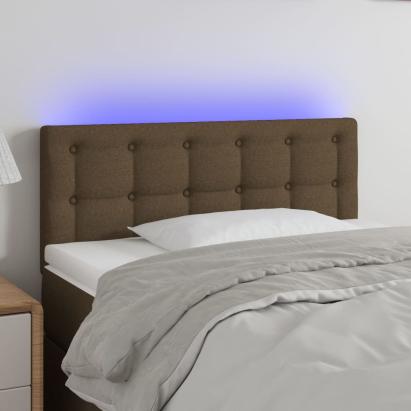Tăblie de pat cu LED, maro închis, 90x5x78/88 cm, textil GartenMobel Dekor