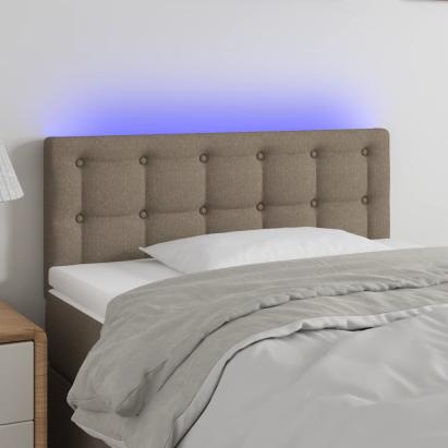 Tăblie de pat cu LED, gri taupe, 90x5x78/88 cm, textil GartenMobel Dekor