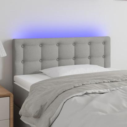 Tăblie de pat cu LED, gri deschis, 100x5x78/88 cm, textil GartenMobel Dekor